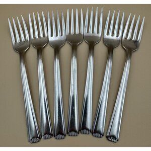 Set Of 7 Insico Stainless Salad Forks USA INS102 Vintage Flatware